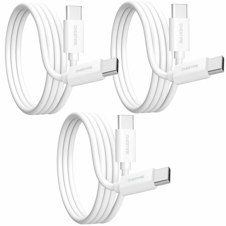 OVERTIME iOS Charger Set of 3, Durable 6ft USB-C Charging Cord, White OTDCUSBCTC6WHX3